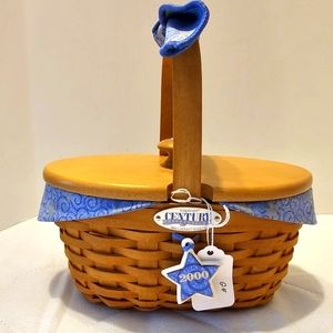 Longaberger Century Celebration 2000 Cheers Basket with Liner Blue Stars & Plast